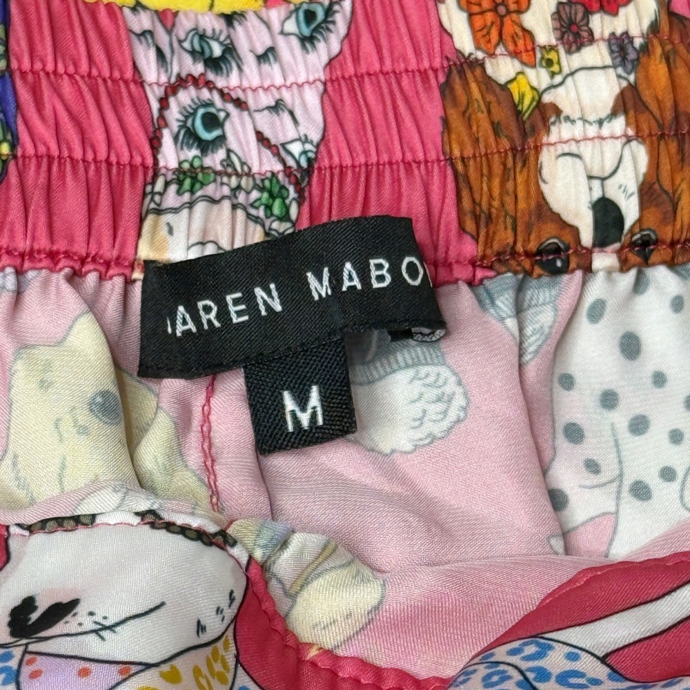 KAREN MABON Fashion Dogs Pink Satin Pajama Set Short Sleeve PJs Size Medium - Picture 8 of 10
